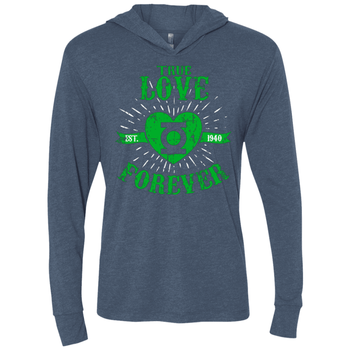 T-Shirts Indigo / X-Small True Love Forever Lantern Triblend Long Sleeve Hoodie Tee