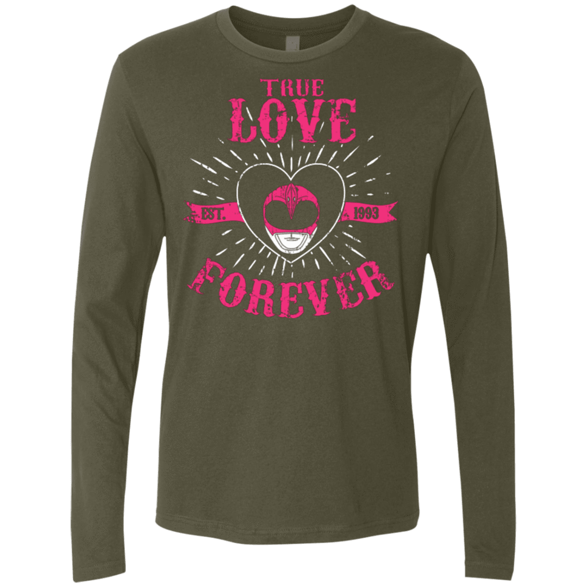 T-Shirts Military Green / Small True Love Forever Pink Men's Premium Long Sleeve