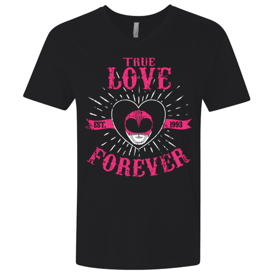 T-Shirts Black / X-Small True Love Forever Pink Men's Premium V-Neck