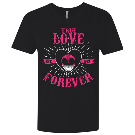T-Shirts Black / X-Small True Love Forever Pink Men's Premium V-Neck