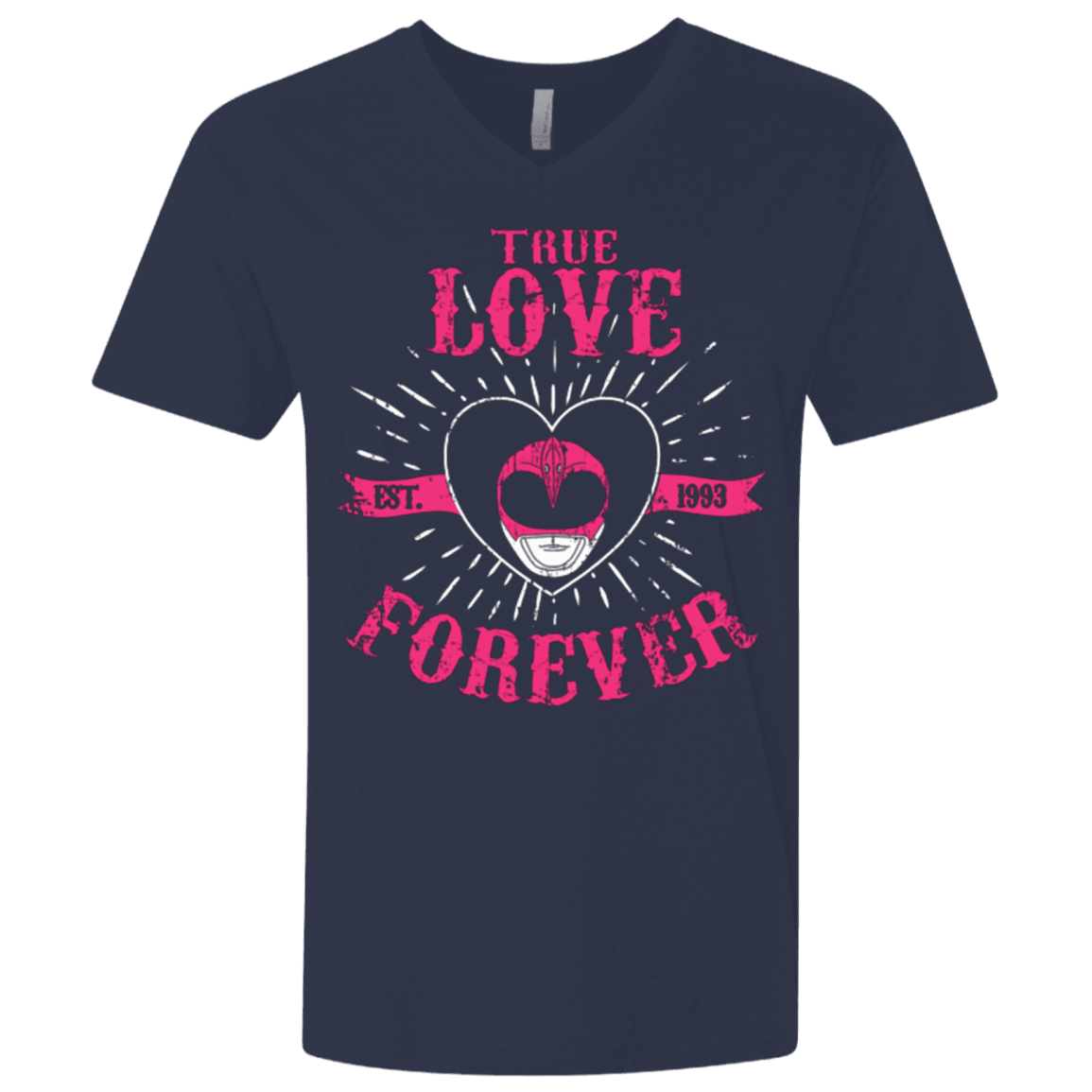 T-Shirts Midnight Navy / X-Small True Love Forever Pink Men's Premium V-Neck