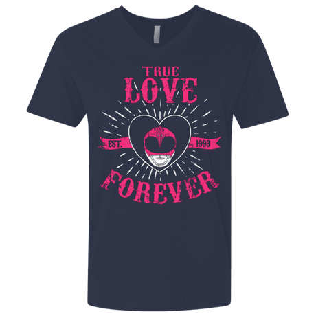 T-Shirts Midnight Navy / X-Small True Love Forever Pink Men's Premium V-Neck