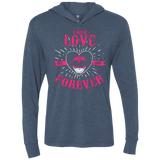 T-Shirts Indigo / X-Small True Love Forever Pink Triblend Long Sleeve Hoodie Tee