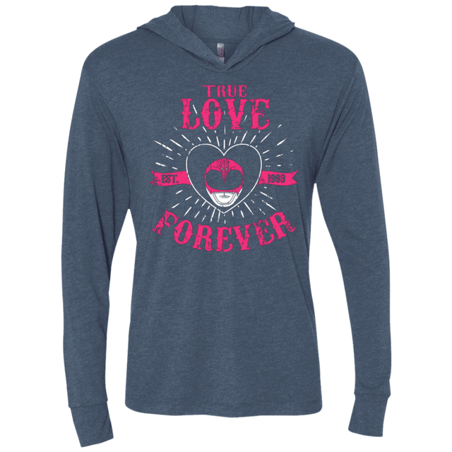 T-Shirts Indigo / X-Small True Love Forever Pink Triblend Long Sleeve Hoodie Tee