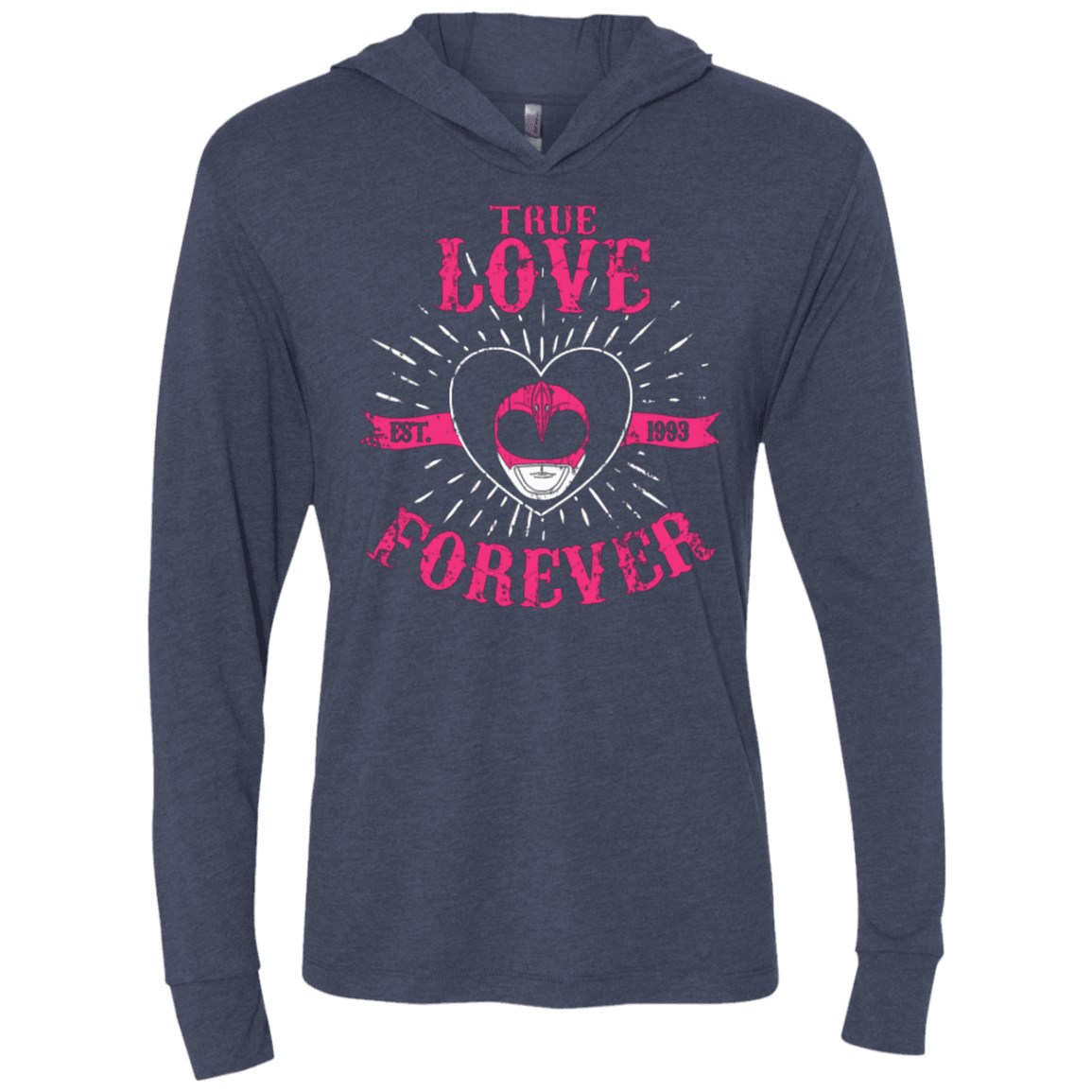 T-Shirts Vintage Navy / X-Small True Love Forever Pink Triblend Long Sleeve Hoodie Tee