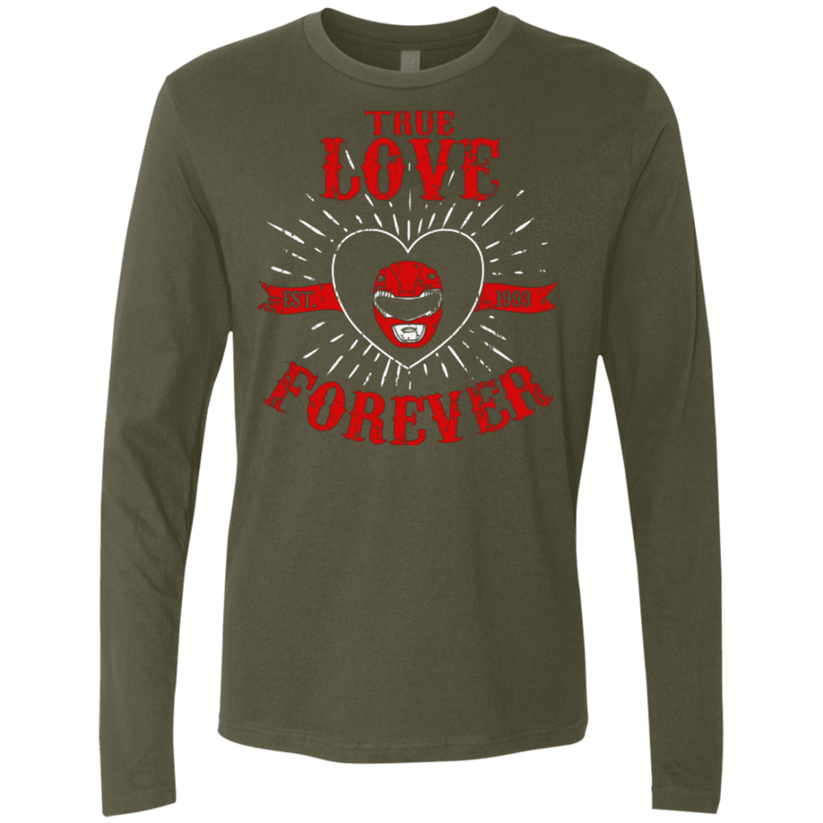T-Shirts Military Green / Small True Love Forever Red Men's Premium Long Sleeve