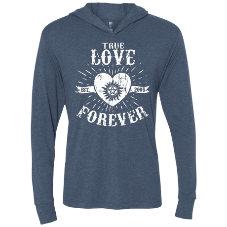 T-Shirts Indigo / X-Small True Love Forever Supernatural Triblend Long Sleeve Hoodie Tee