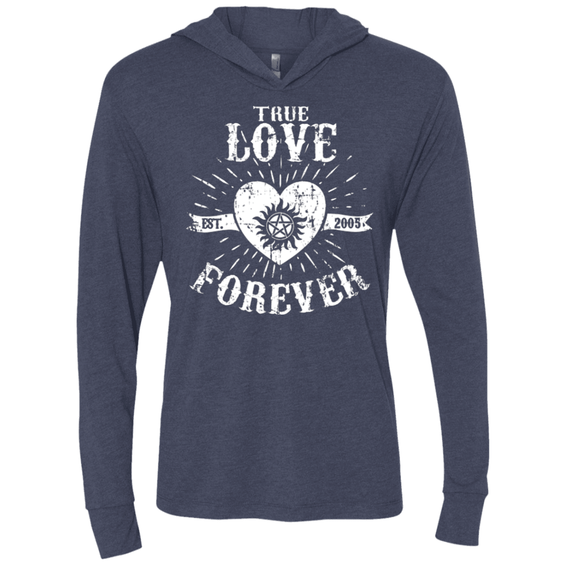 T-Shirts Vintage Navy / X-Small True Love Forever Supernatural Triblend Long Sleeve Hoodie Tee