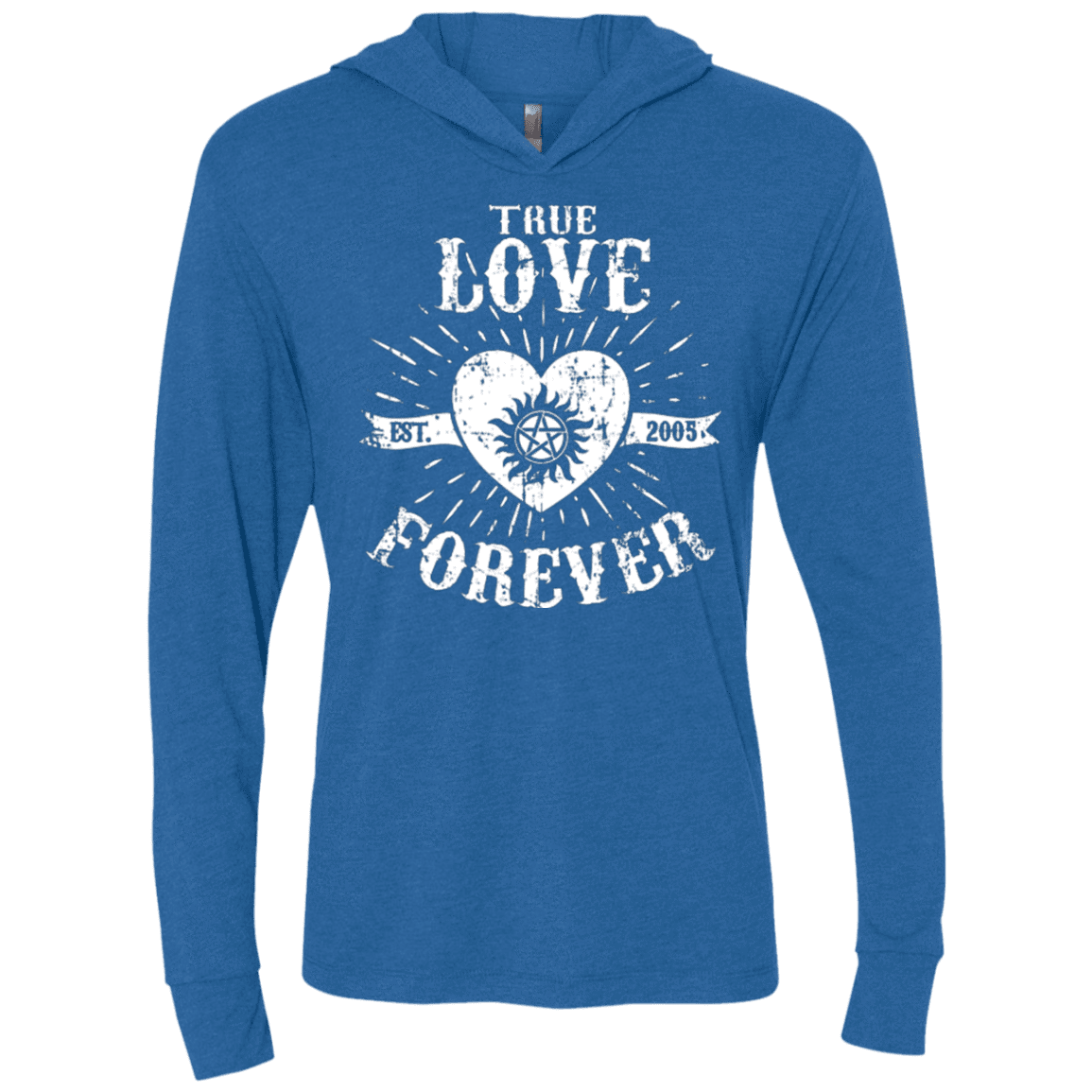 T-Shirts Vintage Royal / X-Small True Love Forever Supernatural Triblend Long Sleeve Hoodie Tee