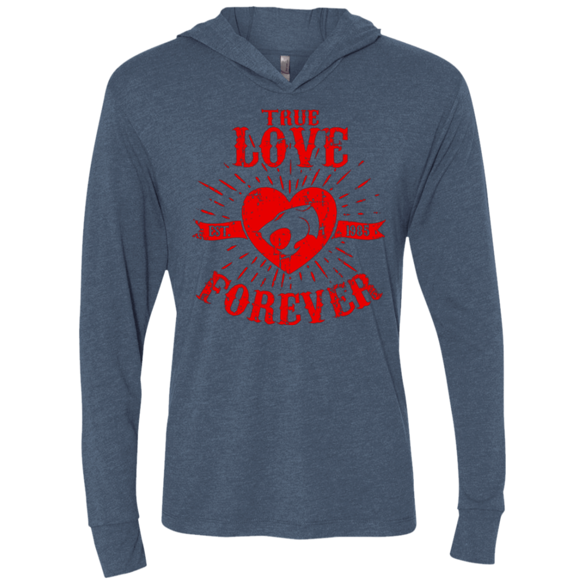 T-Shirts Indigo / X-Small True Love Forever Thunder Triblend Long Sleeve Hoodie Tee
