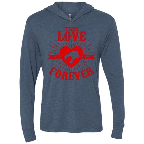 T-Shirts Indigo / X-Small True Love Forever Thunder Triblend Long Sleeve Hoodie Tee
