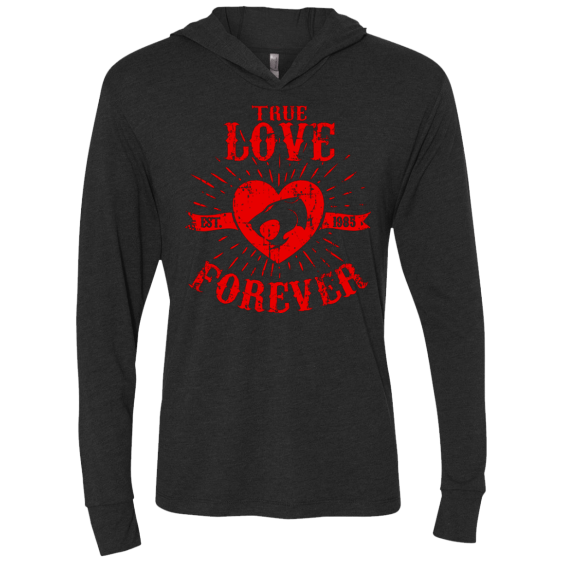 T-Shirts Vintage Black / X-Small True Love Forever Thunder Triblend Long Sleeve Hoodie Tee