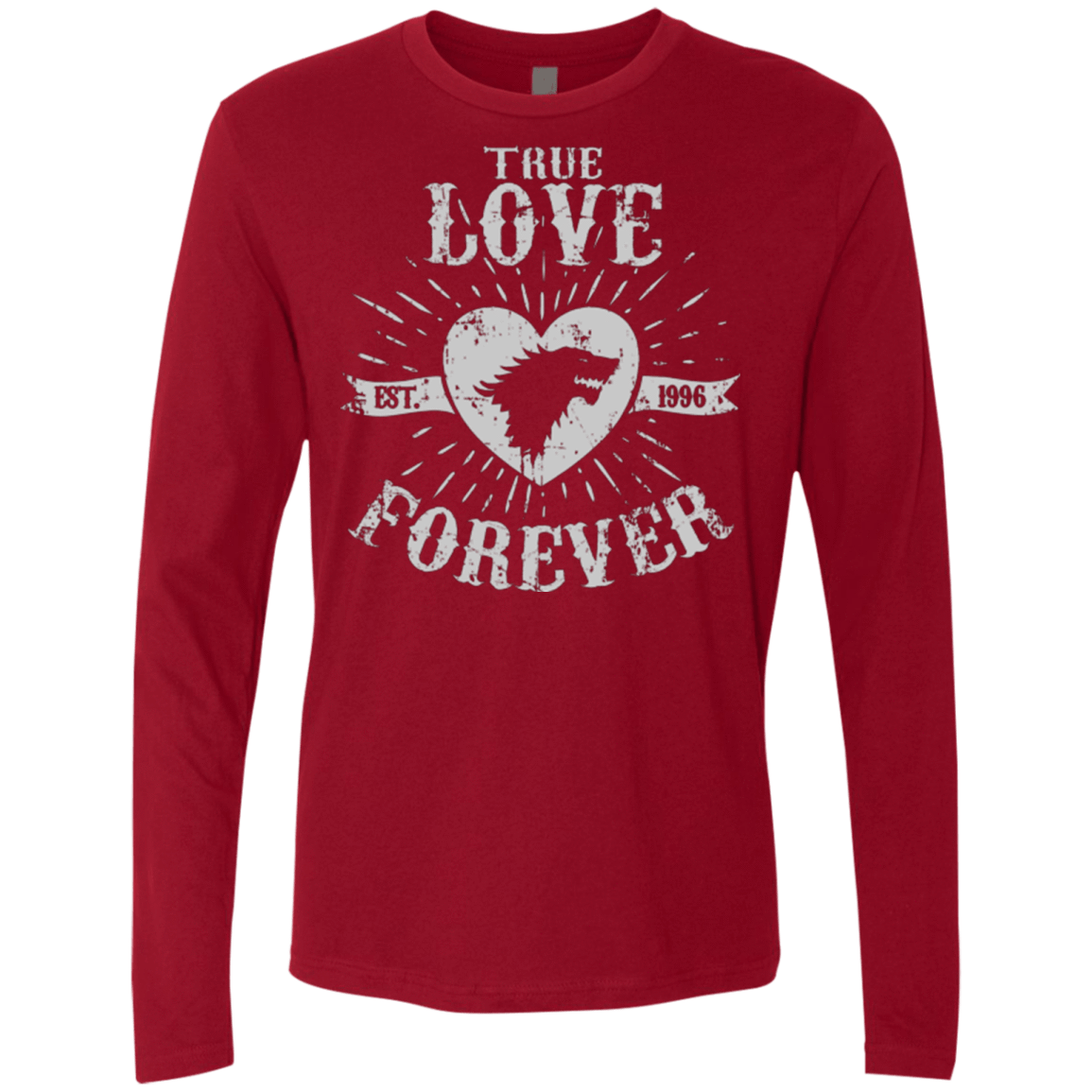 T-Shirts Cardinal / Small True Love Forever Wolf Men's Premium Long Sleeve