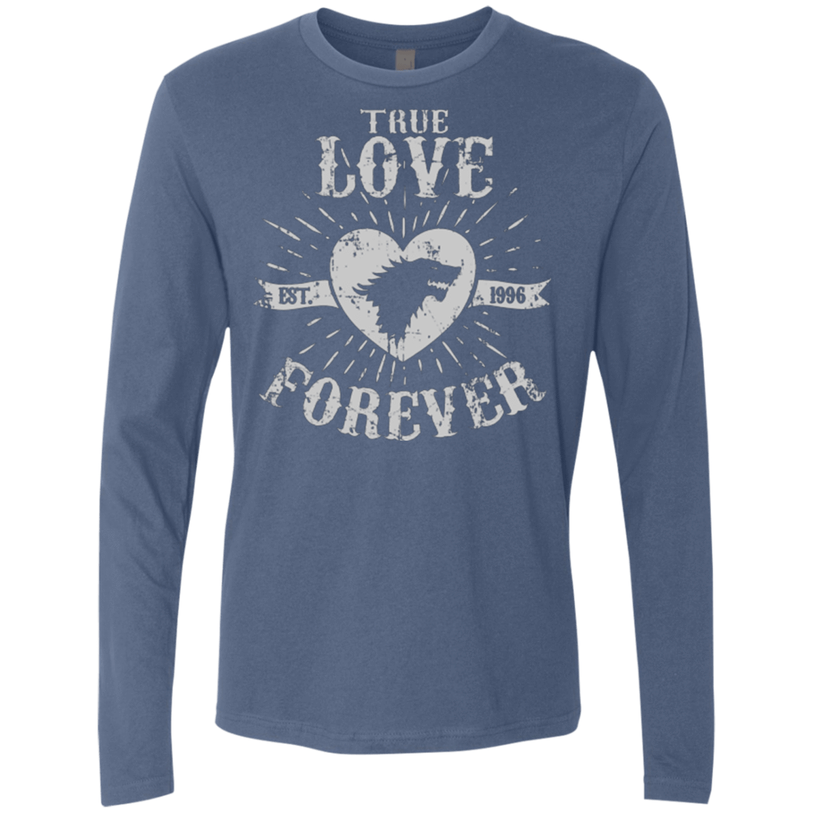 T-Shirts Indigo / Small True Love Forever Wolf Men's Premium Long Sleeve