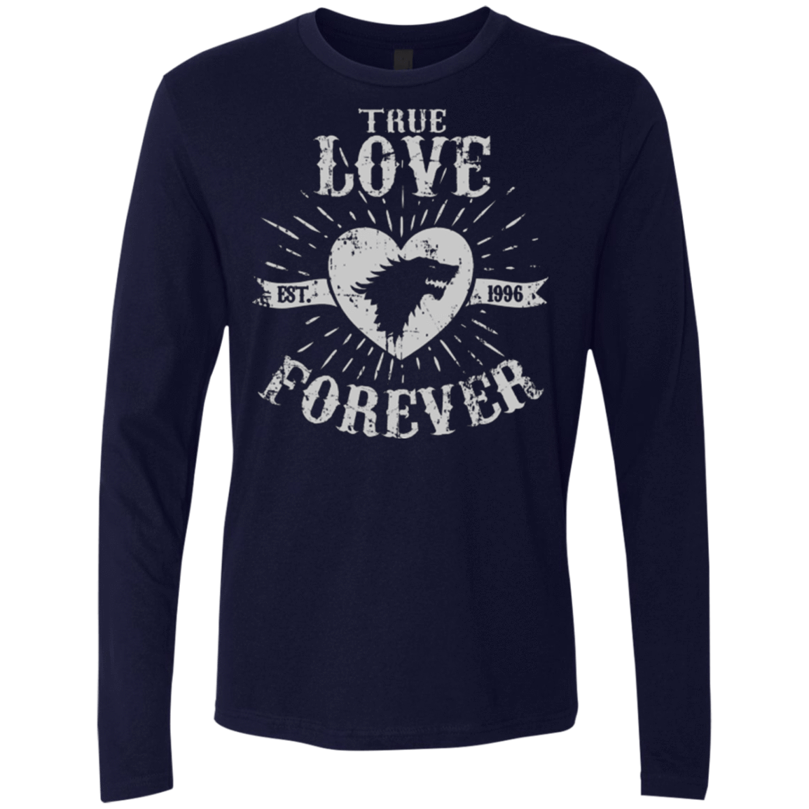 T-Shirts Midnight Navy / Small True Love Forever Wolf Men's Premium Long Sleeve