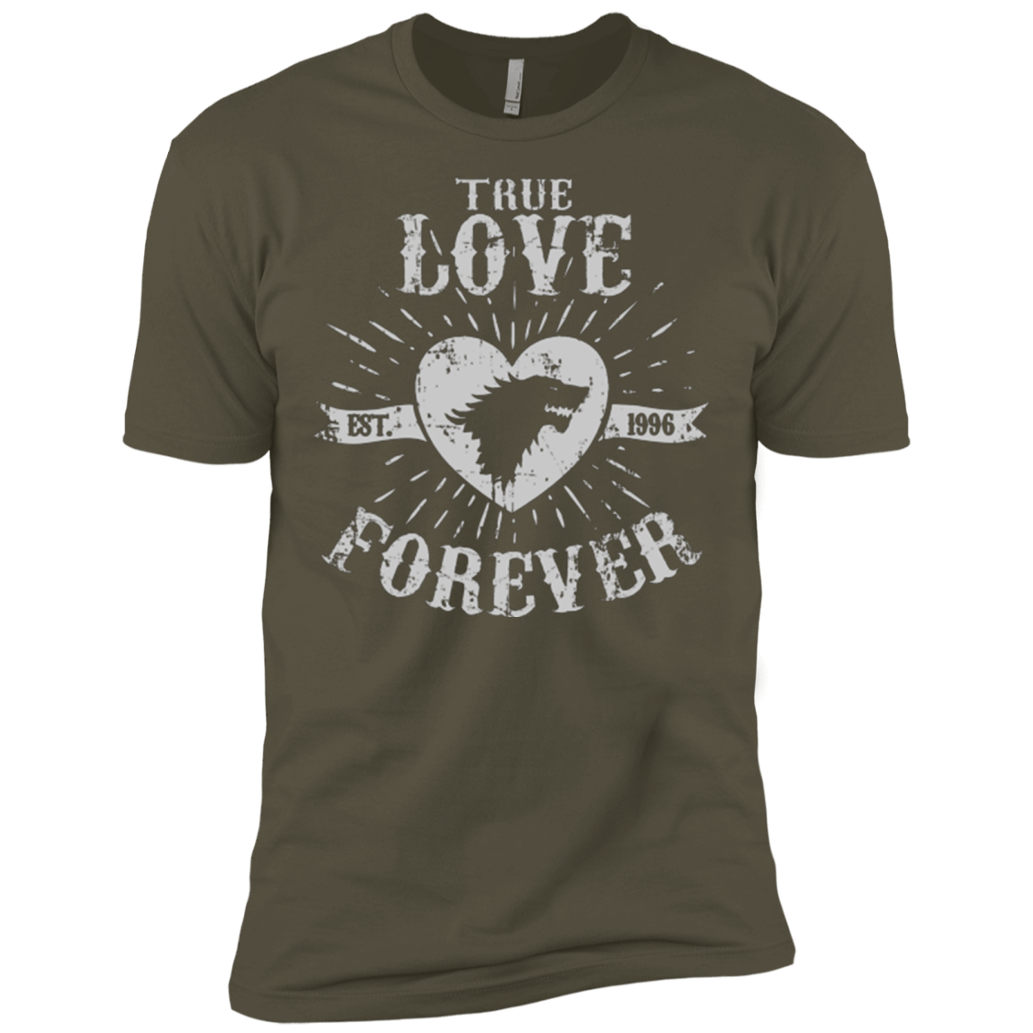 T-Shirts Military Green / X-Small True Love Forever Wolf Men's Premium T-Shirt