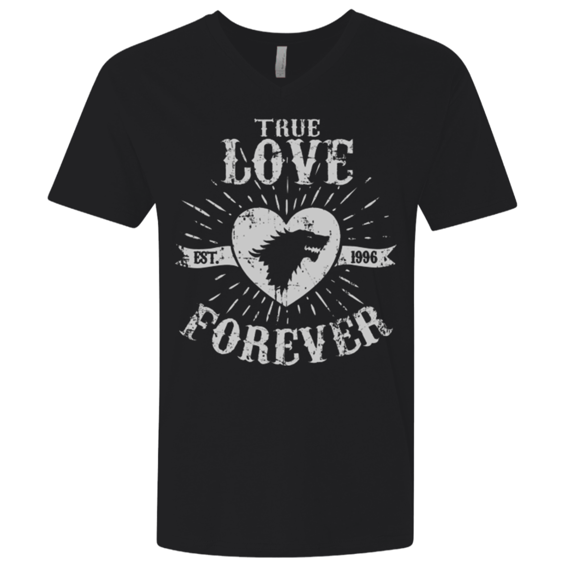 T-Shirts Black / X-Small True Love Forever Wolf Men's Premium V-Neck