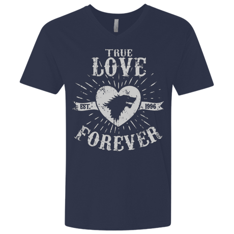 T-Shirts Midnight Navy / X-Small True Love Forever Wolf Men's Premium V-Neck