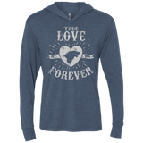 T-Shirts Indigo / X-Small True Love Forever Wolf Triblend Long Sleeve Hoodie Tee
