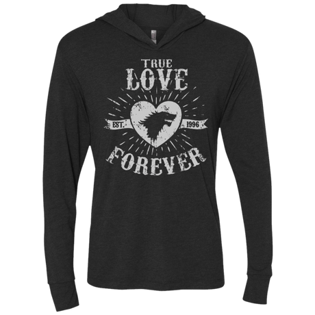 T-Shirts Vintage Black / X-Small True Love Forever Wolf Triblend Long Sleeve Hoodie Tee