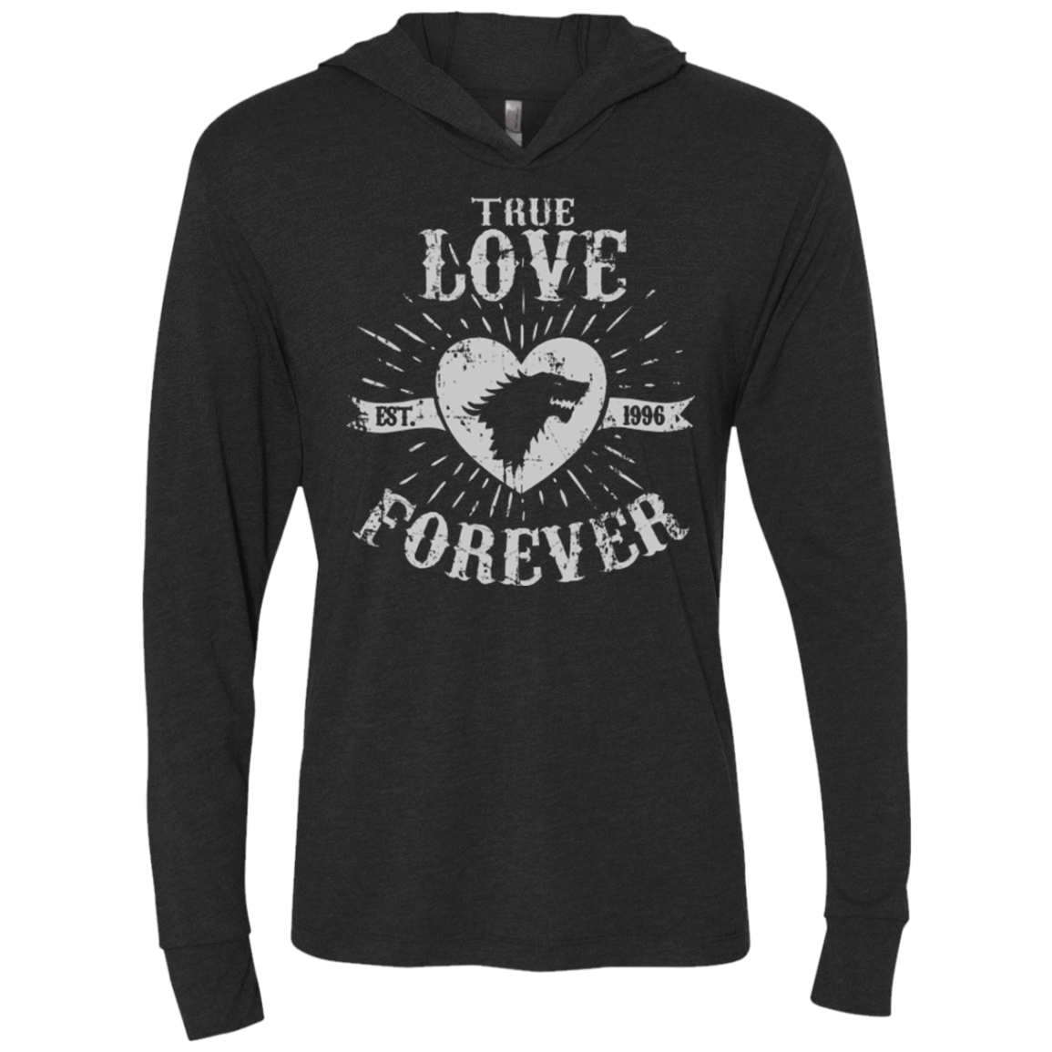 T-Shirts Vintage Black / X-Small True Love Forever Wolf Triblend Long Sleeve Hoodie Tee