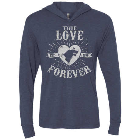 T-Shirts Vintage Navy / X-Small True Love Forever Wolf Triblend Long Sleeve Hoodie Tee