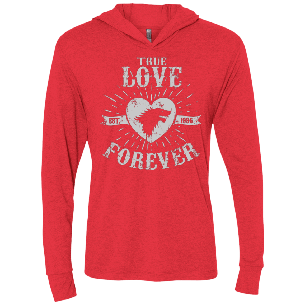 T-Shirts Vintage Red / X-Small True Love Forever Wolf Triblend Long Sleeve Hoodie Tee