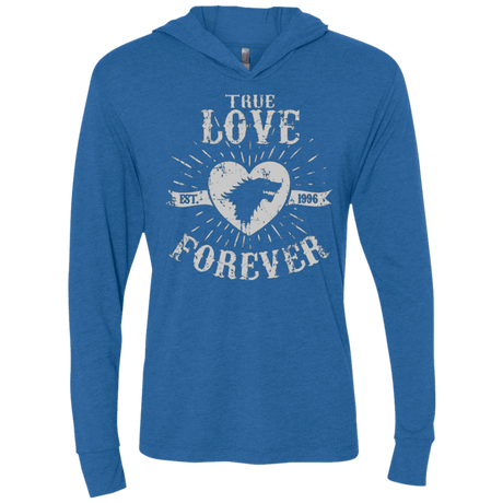 T-Shirts Vintage Royal / X-Small True Love Forever Wolf Triblend Long Sleeve Hoodie Tee