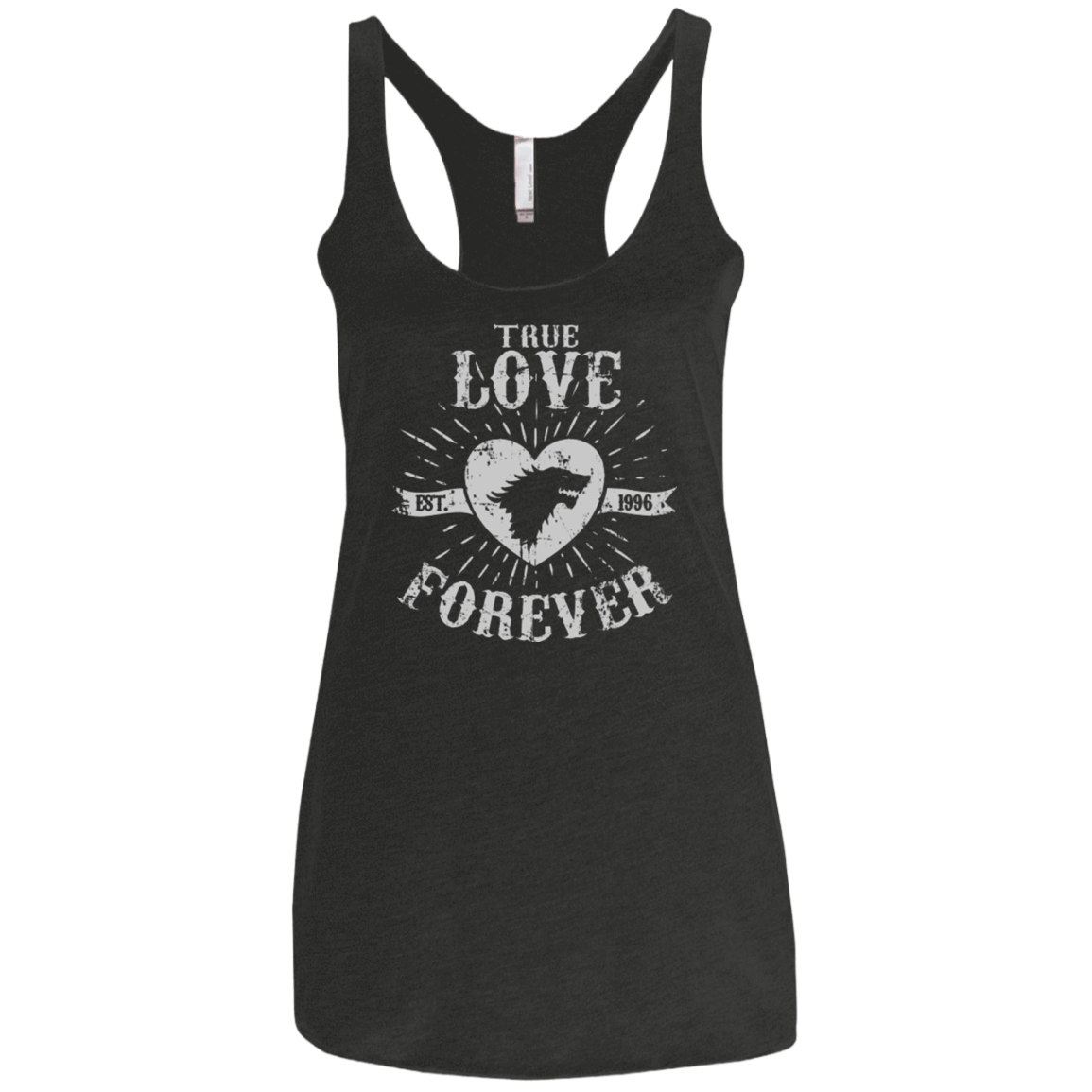 T-Shirts Vintage Black / X-Small True Love Forever Wolf Women's Triblend Racerback Tank