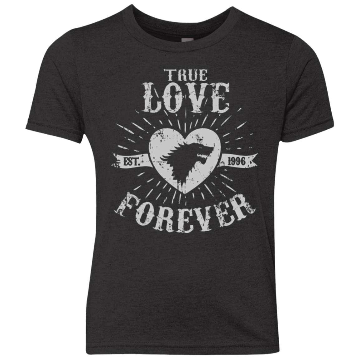 T-Shirts Vintage Black / YXS True Love Forever Wolf Youth Triblend T-Shirt