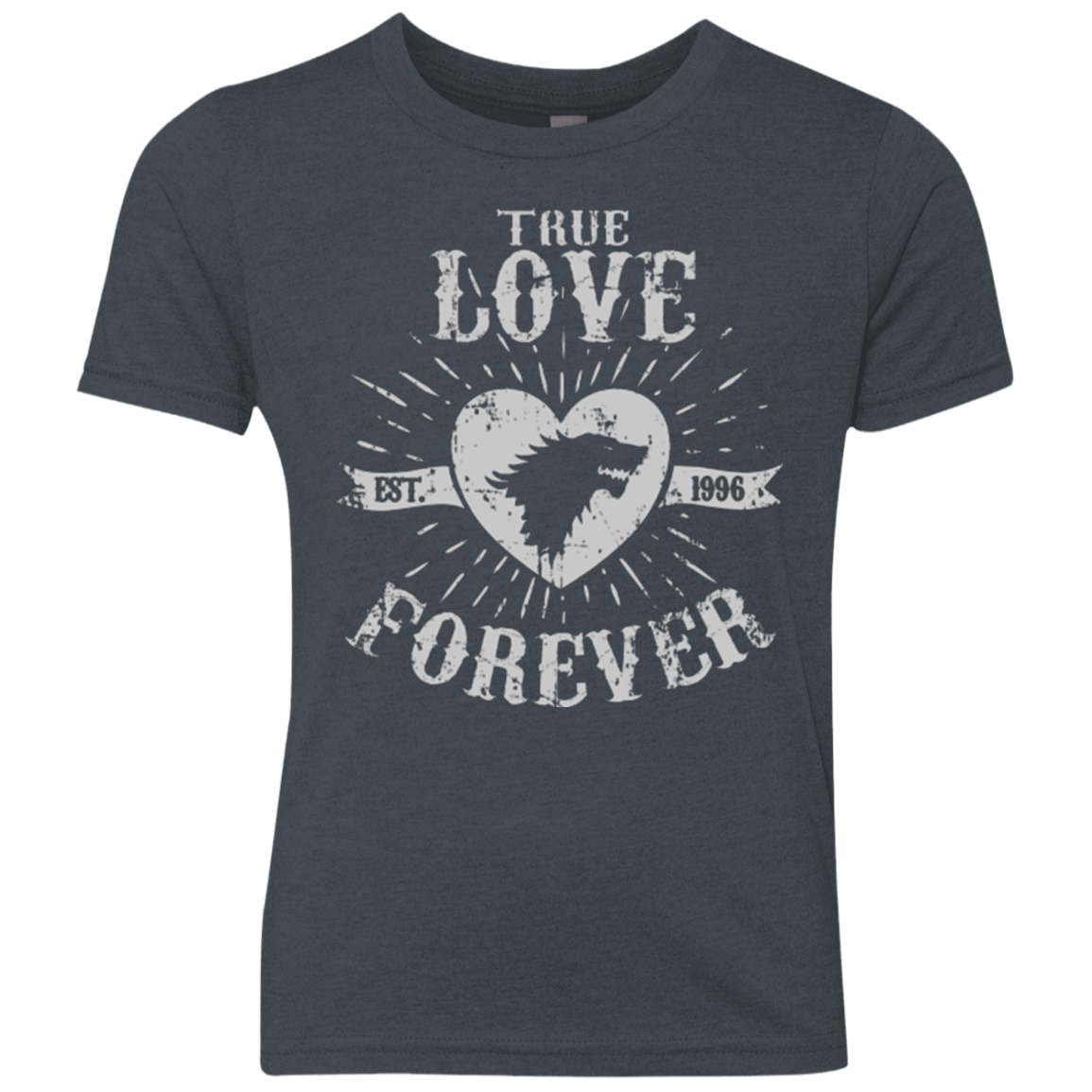T-Shirts Vintage Navy / YXS True Love Forever Wolf Youth Triblend T-Shirt
