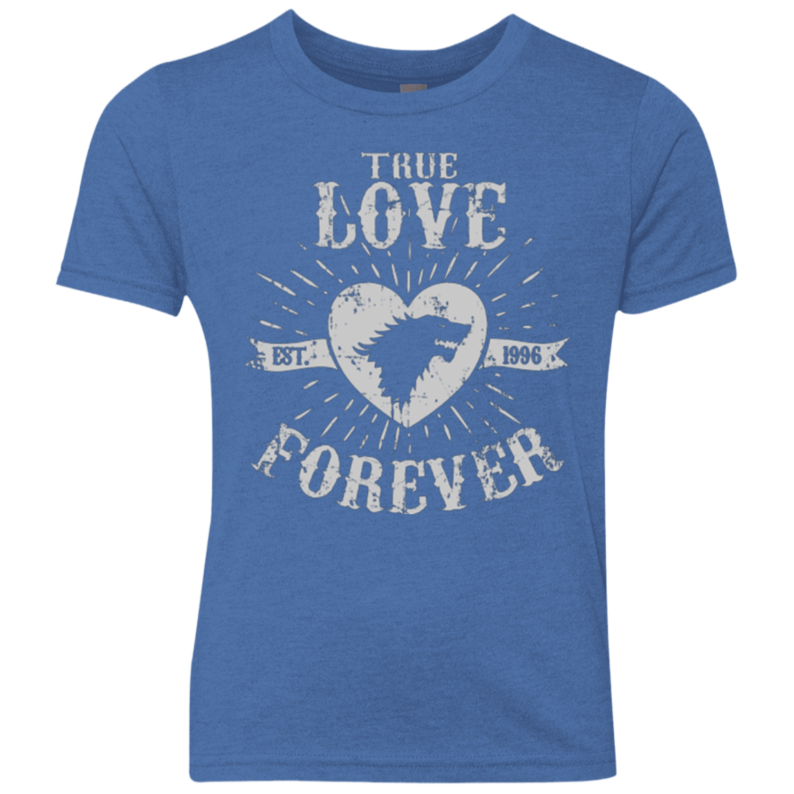 T-Shirts Vintage Royal / YXS True Love Forever Wolf Youth Triblend T-Shirt