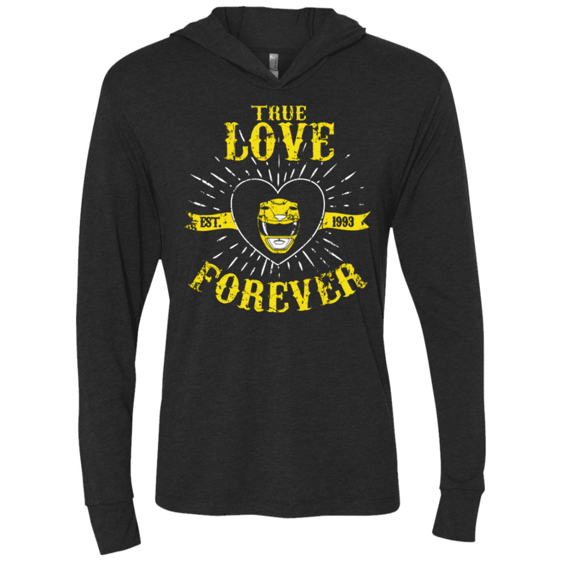 T-Shirts Vintage Black / X-Small True Love Forever Yellow Triblend Long Sleeve Hoodie Tee