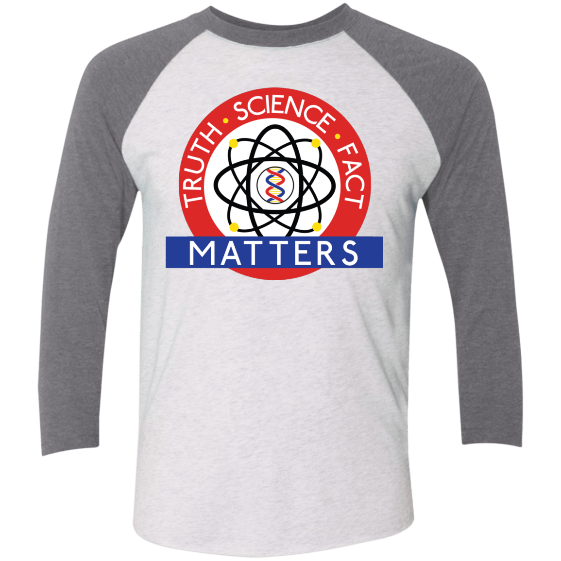T-Shirts Heather White/Premium Heather / X-Small Truth Science Fact Men's Triblend 3/4 Sleeve