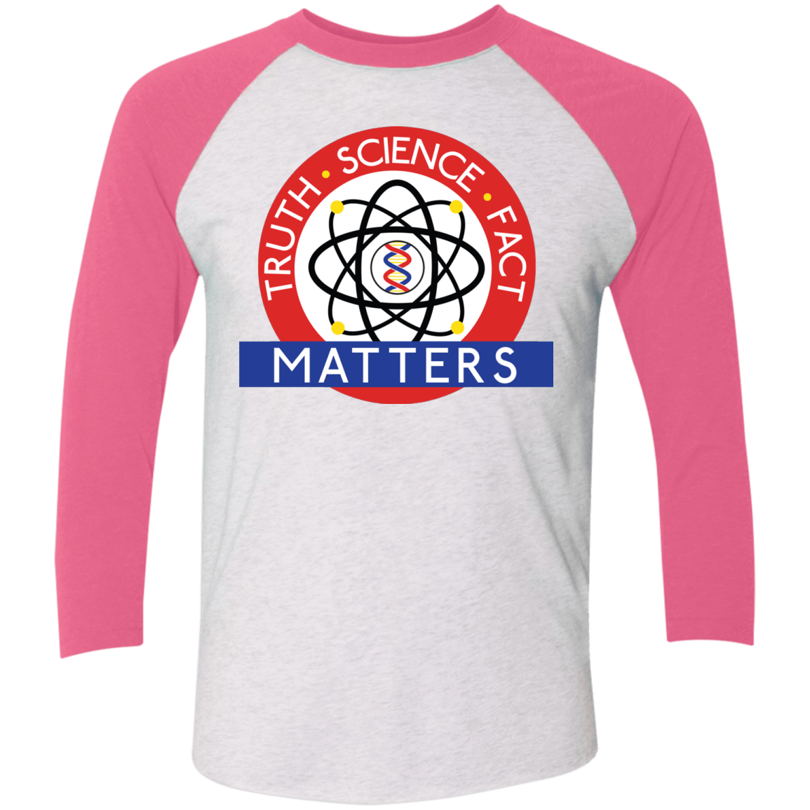 T-Shirts Heather White/Vintage Pink / X-Small Truth Science Fact Men's Triblend 3/4 Sleeve