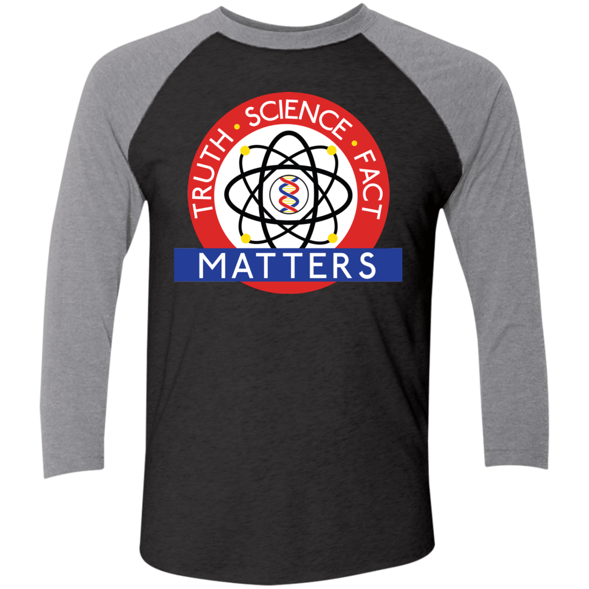T-Shirts Vintage Black/Premium Heather / X-Small Truth Science Fact Men's Triblend 3/4 Sleeve