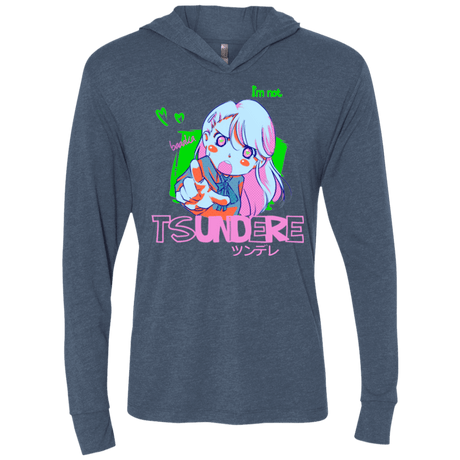 T-Shirts Indigo / X-Small Tsundere Triblend Long Sleeve Hoodie Tee