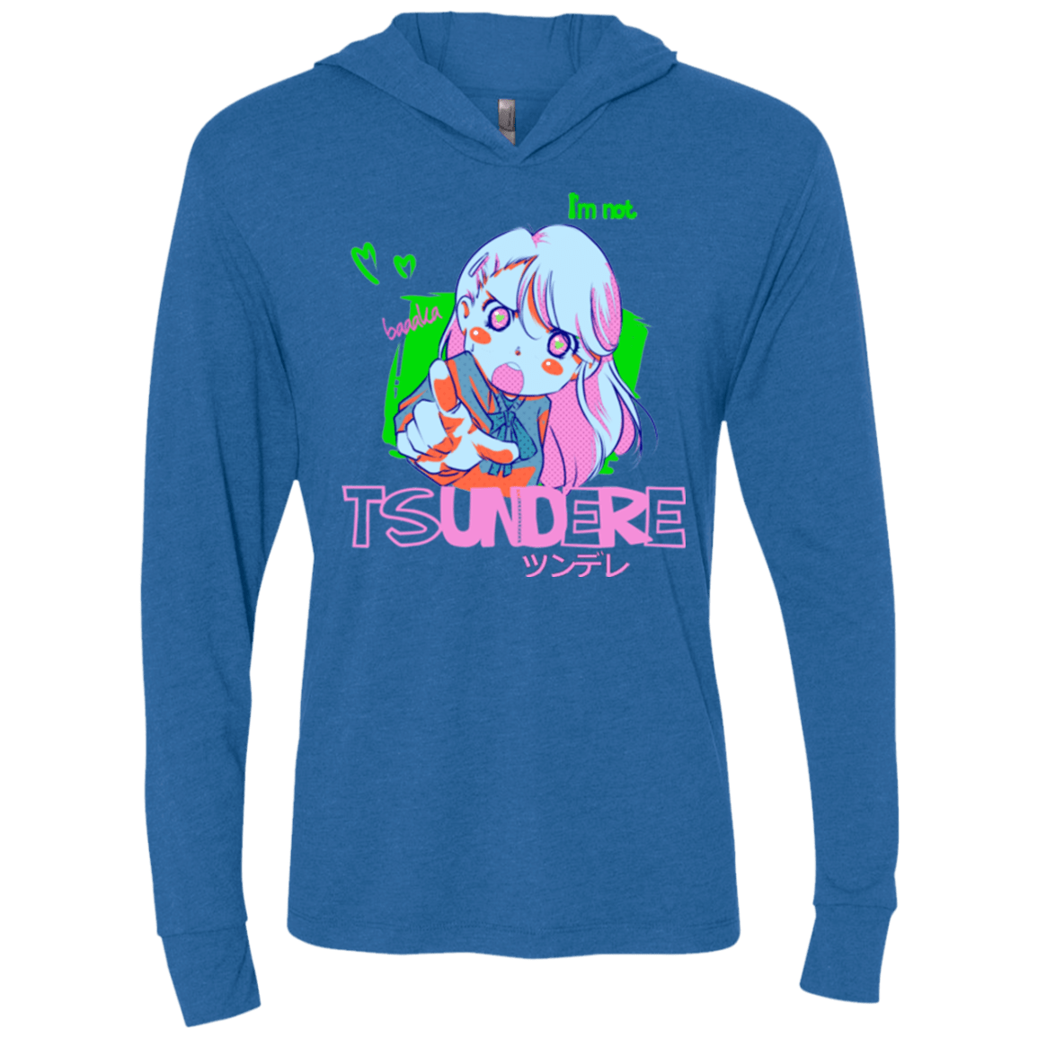 T-Shirts Vintage Royal / X-Small Tsundere Triblend Long Sleeve Hoodie Tee