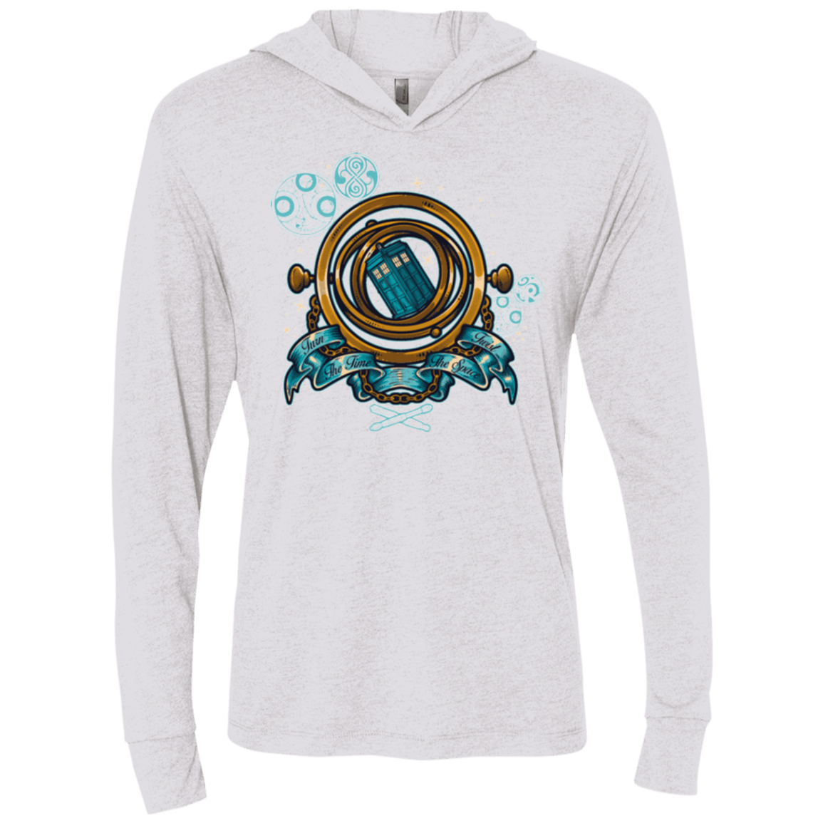 T-Shirts Heather White / X-Small TURN THE TIME TWIST THE SPACE Triblend Long Sleeve Hoodie Tee