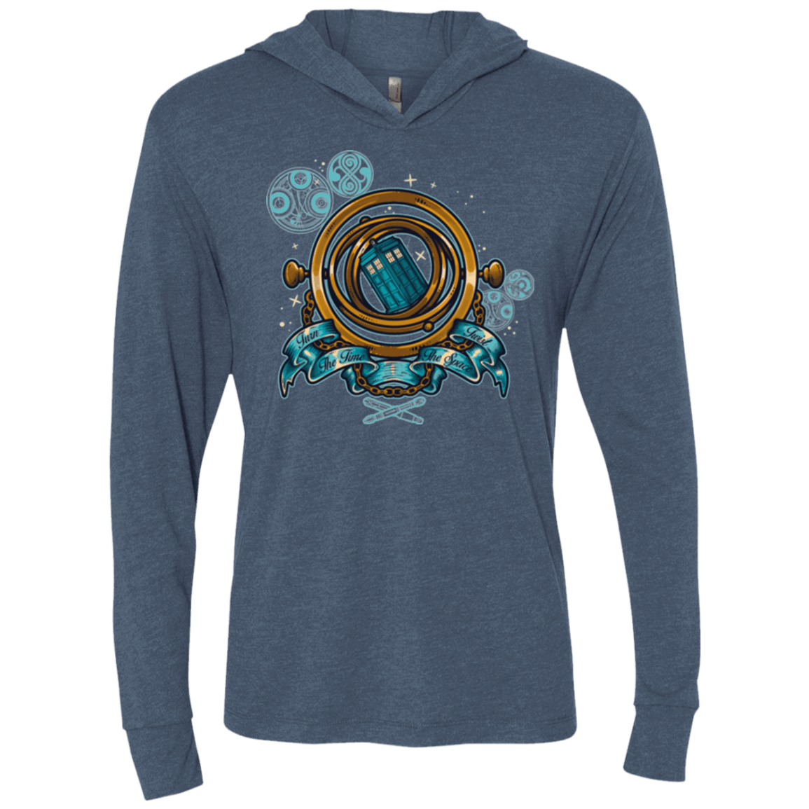 T-Shirts Indigo / X-Small TURN THE TIME TWIST THE SPACE Triblend Long Sleeve Hoodie Tee