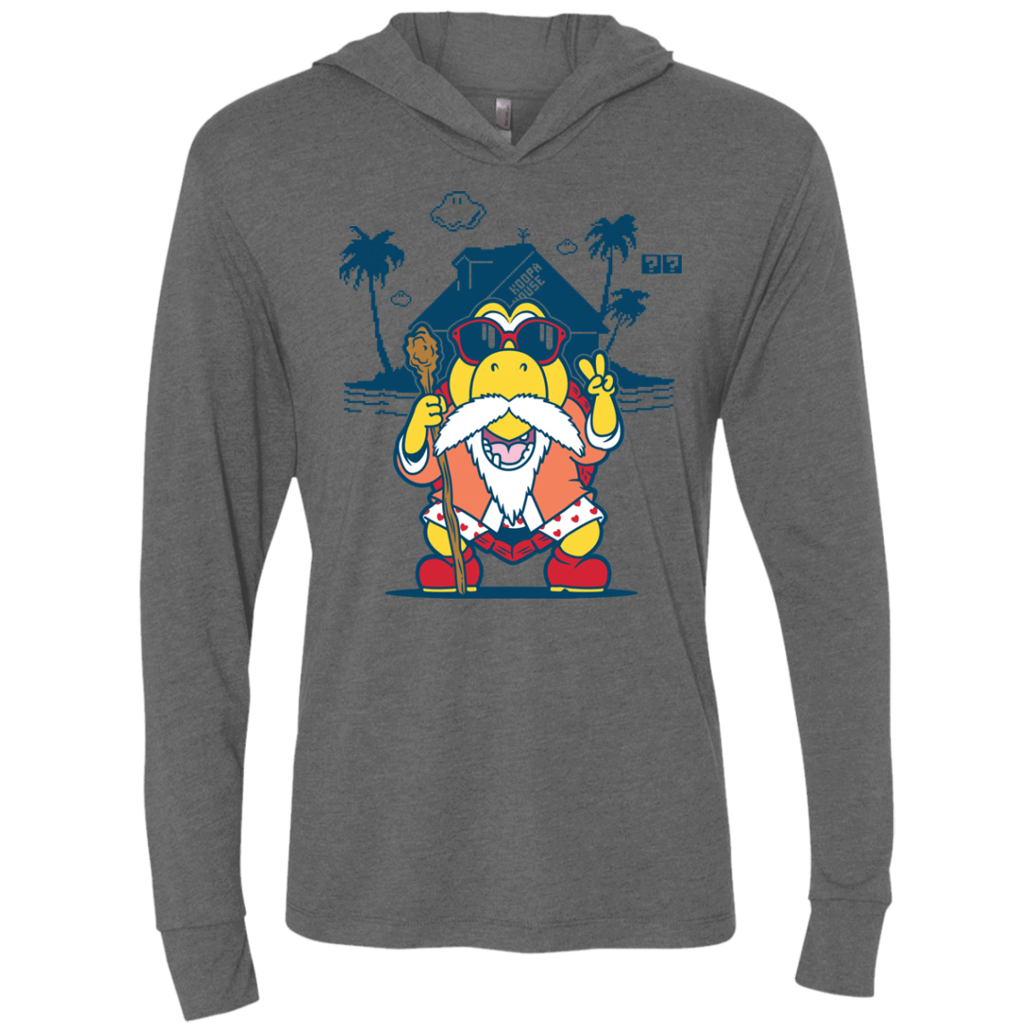 TURTLE HERMIT Triblend Long Sleeve Hoodie Tee