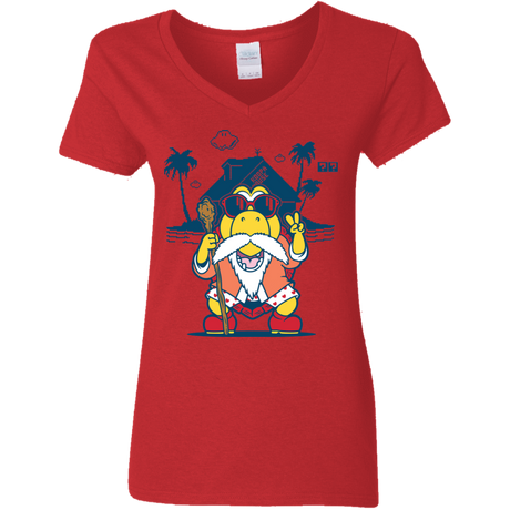 T-Shirts Red / S TURTLE HERMIT Women's V-Neck T-Shirt