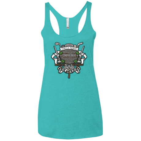 T-Shirts Tahiti Blue / X-Small Turtle Power! Women's Triblend Racerback Tank