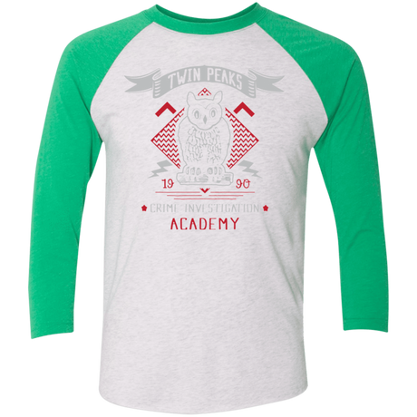 T-Shirts Heather White/Envy / X-Small Twin Peaks Academy Men's Triblend 3/4 Sleeve
