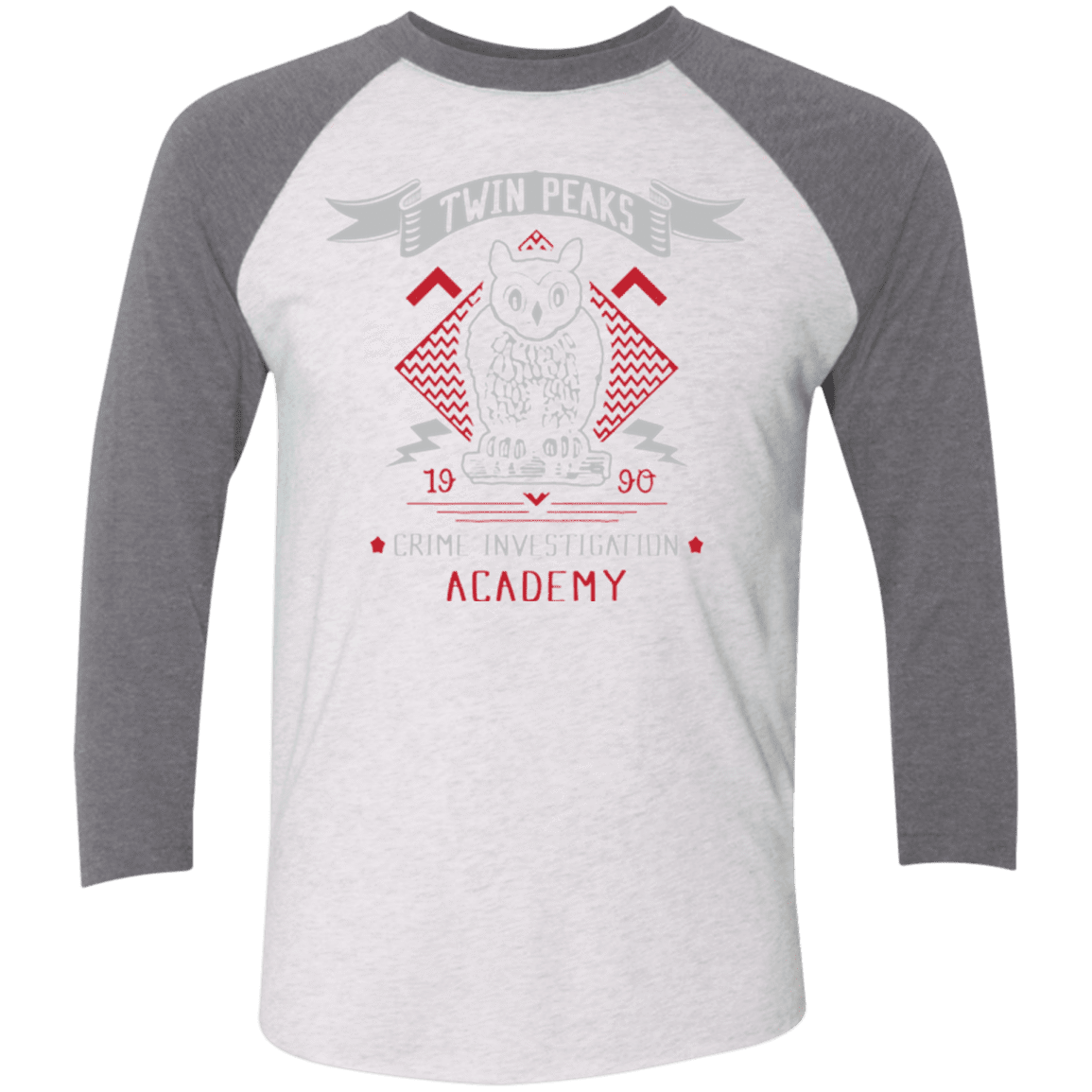 T-Shirts Heather White/Premium Heather / X-Small Twin Peaks Academy Men's Triblend 3/4 Sleeve
