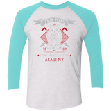 T-Shirts Heather White/Tahiti Blue / X-Small Twin Peaks Academy Men's Triblend 3/4 Sleeve