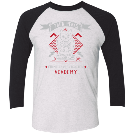 T-Shirts Heather White/Vintage Black / X-Small Twin Peaks Academy Men's Triblend 3/4 Sleeve