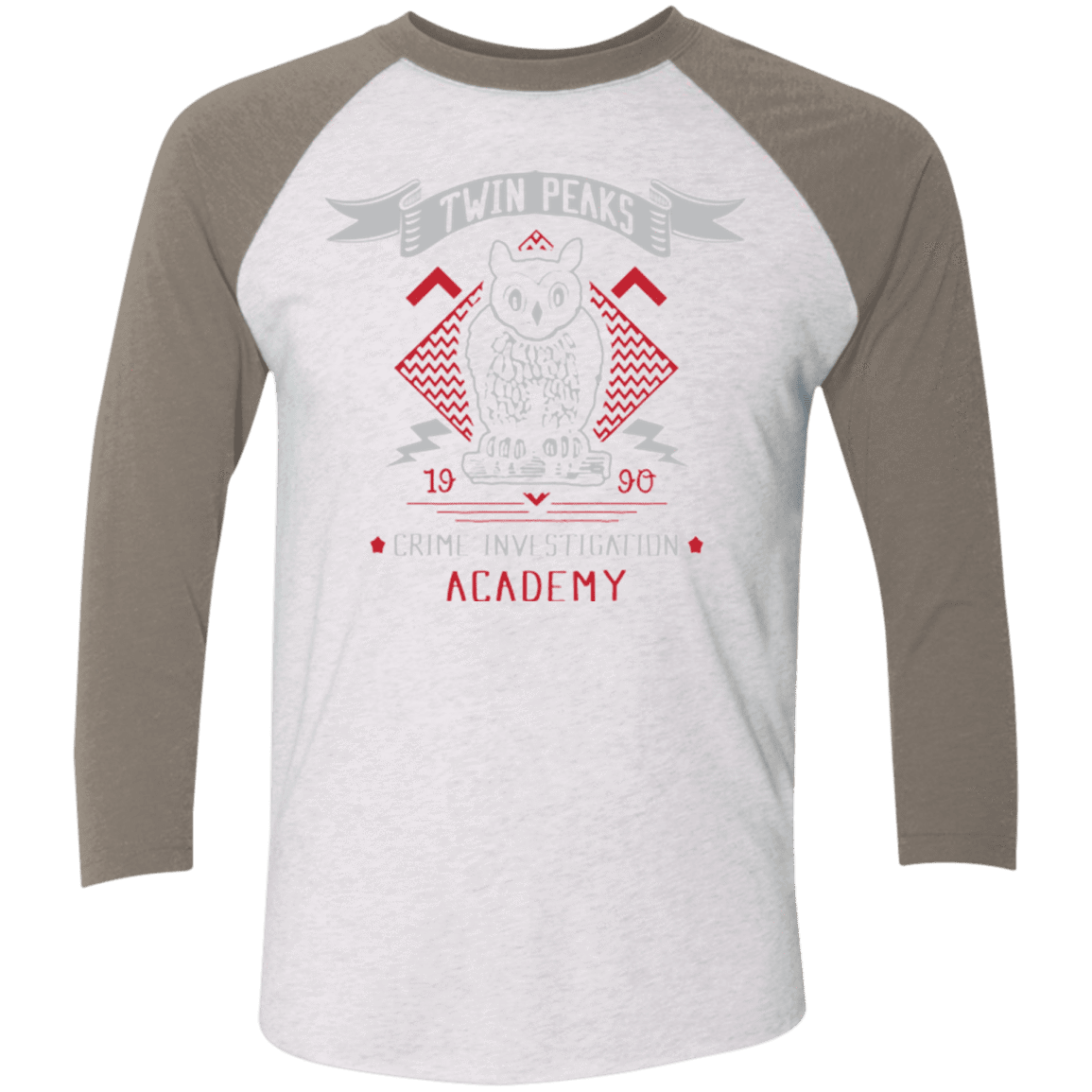 T-Shirts Heather White/Vintage Grey / X-Small Twin Peaks Academy Men's Triblend 3/4 Sleeve