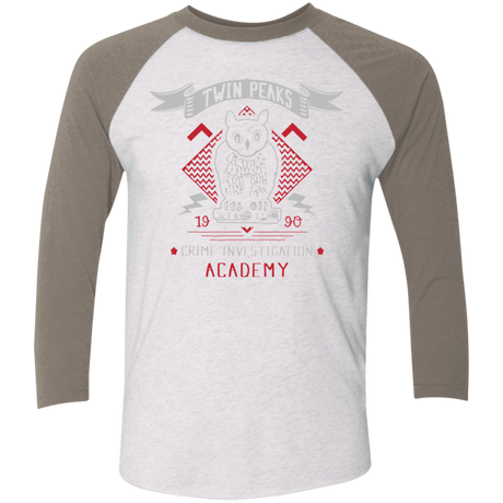 T-Shirts Heather White/Vintage Grey / X-Small Twin Peaks Academy Men's Triblend 3/4 Sleeve