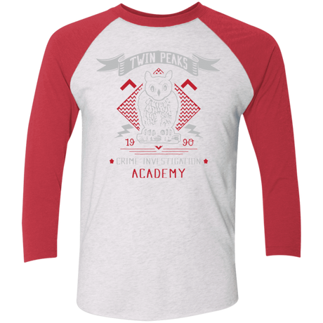 T-Shirts Heather White/Vintage Red / X-Small Twin Peaks Academy Men's Triblend 3/4 Sleeve